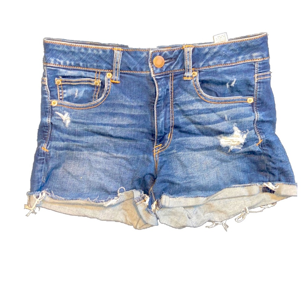 NWOT- AEO -Super Stretch Distressed Cuffed Denim Shorts